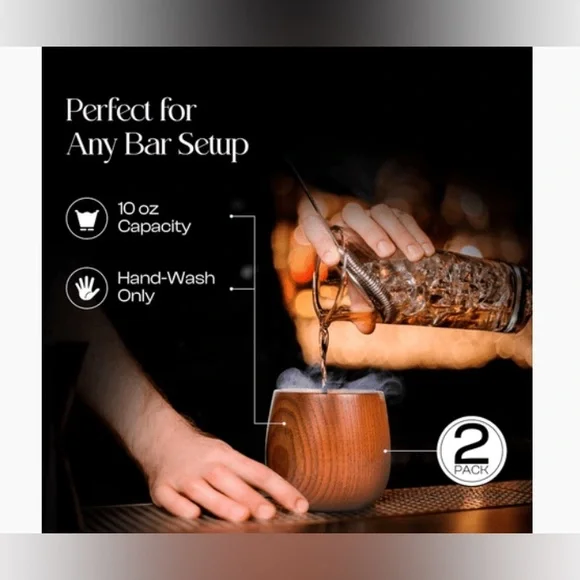 Mondano Wooden Bourbon Cups, Jujube Wood Bourbon Glasses, Set of Two - Picture 7 of 12